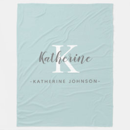 Elegant Monogram Namn Blue Fleece Blanket