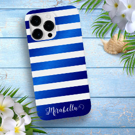Elegant Monogram Namn Blue och White Rand