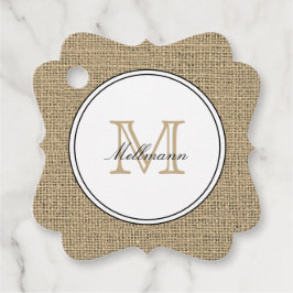 Elegant Monogram Namn Country Chic Stil Jute Gåvor Etiketter