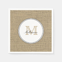 Elegant Monogram Namn Country Chic Stil Jute