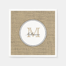 Elegant Monogram Namn Country Chic Stil Jute Pappersservett