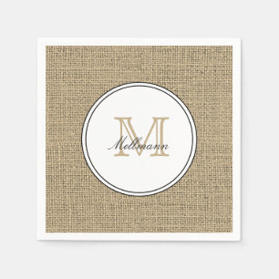 Elegant Monogram Namn Country Chic Stil Jute Pappersservett