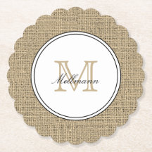 Elegant Monogram Namn Country Chic Stil Jute