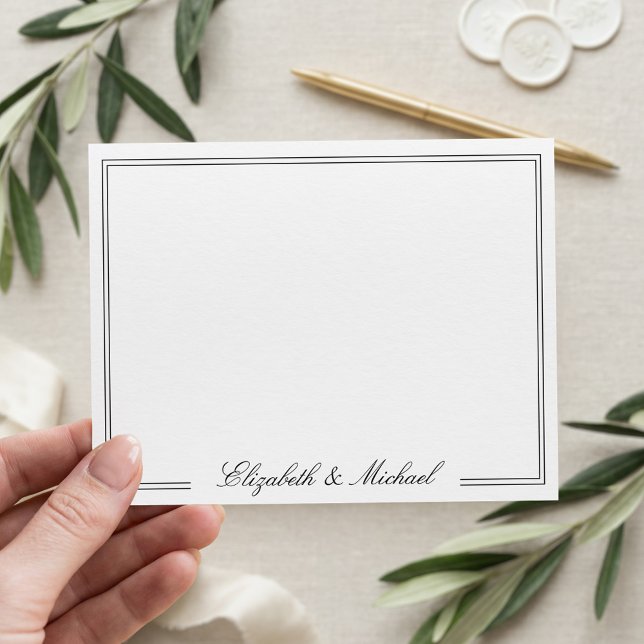 Elegant Monogram Namn För Par Anteckningskort (Skapare uppladdad)