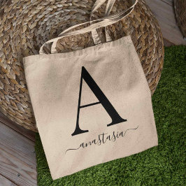 Elegant Monogram Namn minimalistiskt köpande Bokar Tygkasse