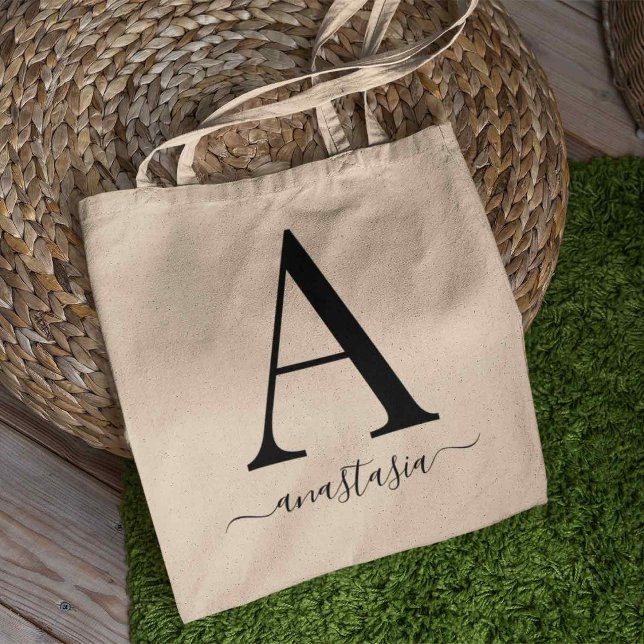 Elegant Monogram Namn minimalistiskt köpande Bokar Tygkasse (Skapare uppladdad)