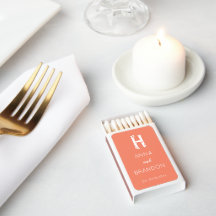 Elegant Monogram Namn Modern Bröllop Coral