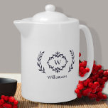 Elegant Monogram Namn Modern utandningsblåvit<br><div class="desc">Anpassa ditt kök med vår elegant i monogrammet namn och den första neutralten lyxmarblå och vit design med ett unikt textalternativ för lagerkrans och anpassningsbar. Med Zazzle-designen verktyg kan all färger i den här designen, inklusive utandningsbilden, ändras till valfritt färg. Speciell vektorgrafik gör att andedräkten kan förstoras utan att någon...</div>