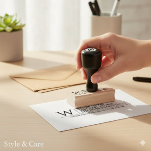 Elegant Monogram Namn och Adress Stilfull Trä Stämpel