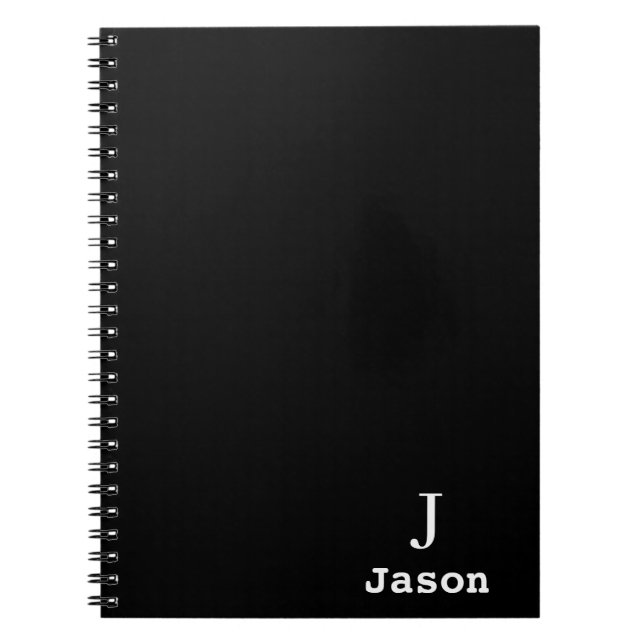 Elegant Monogram Namn Personlig Black Anteckningsbok (Framsidan)