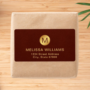 Elegant Monogram Namn Red Struktur & Guld Shipping Fraktsedel