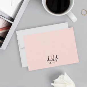 Elegant Monogram Namn Rosa Guld Anteckningskort