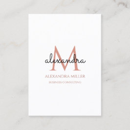 Elegant Monogram Namn  Rosa White Black Visitkort