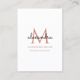 Elegant Monogram Namn Rosa White Black Visitkort