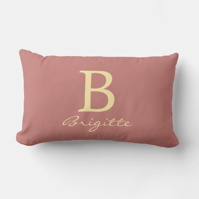 Elegant Monogram Namn Skript Bokstav B Mall Topp Lumbarkudde (Framsida)