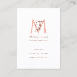 Elegant Monogram Namn Vit ros Guld Visitkort
