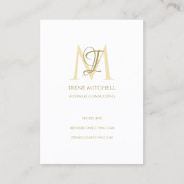 Elegant Monogram Namn White Guld Visitkort