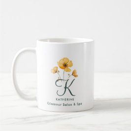 Elegant Monogram Namnteckning Garden Glamor Salon Kaffemugg