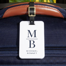 Elegant Monogram Navy Blue Bagagebricka