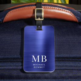 Elegant Monogram Navyblå  Bagagebricka