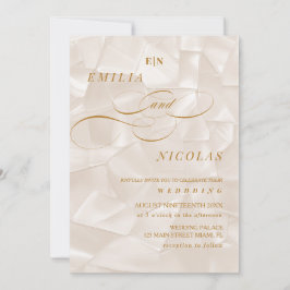 Elegant monogram neutral abstrakt bröllop inbjudningar