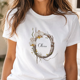 Elegant Monogram O T-Shirt: Orkidéer & Vinrankor T Shirt