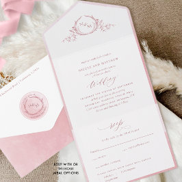 Elegant Monogram och Dusty Ro Watercolor Bröllop