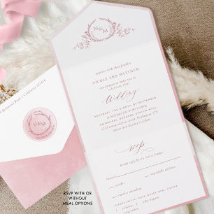 Elegant Monogram och Dusty Ro Watercolor Bröllop