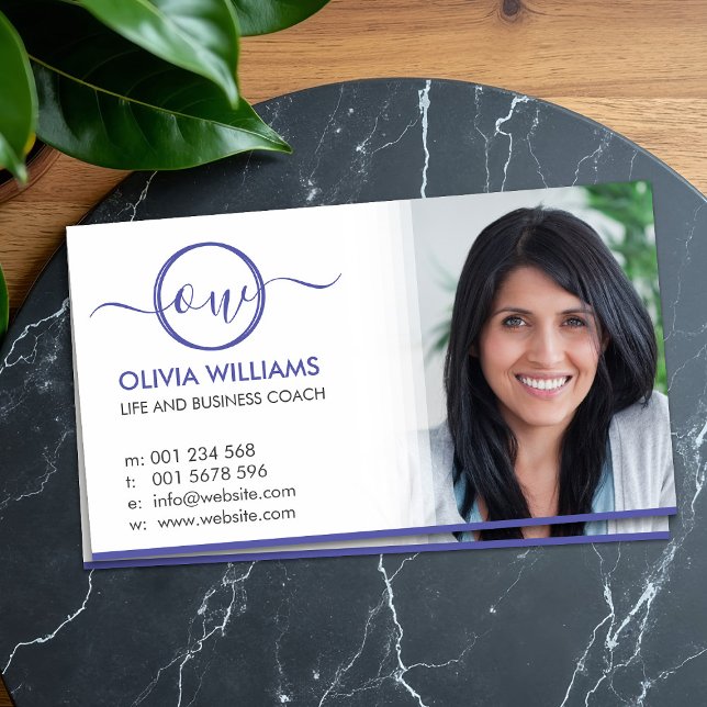 Elegant Monogram och foto Visitkort (Skapare uppladdad)