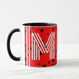 Elegant Monogram och modern Namn | Röd, svart kaff Mugg