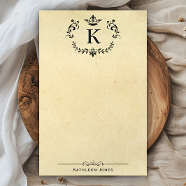 Elegant monogram och namn | Anpassat vintagepapper Brevpapper