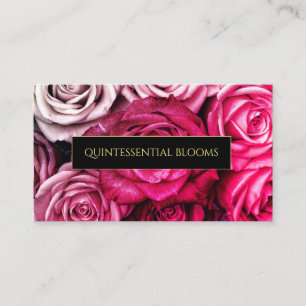 Elegant monogram- och rosa rosblomsterhandlare visitkort