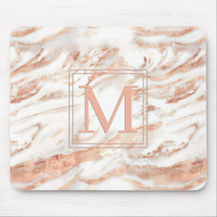 Elegant Monogram om Chic Copper Ro Guld Marble Musmatta