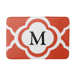 Elegant Monogram Orange Quatrefoil Mönster Badrumsmatta