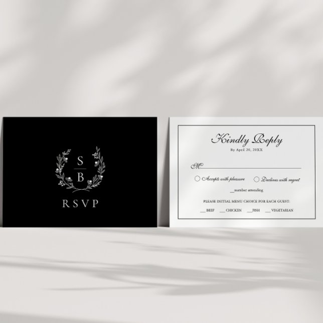 Elegant Monogram OSA av botaniskt andedräkt Tilläggskort (Skapare uppladdad)