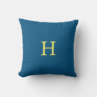 Elegant Monogram på blått blått Kudde