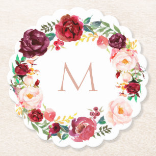 elegant monogram på utandning av blommigt underlägg papper
