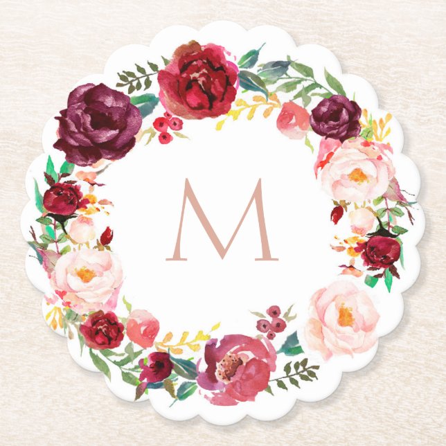 elegant monogram på utandning av blommigt underlägg papper (Framsida)