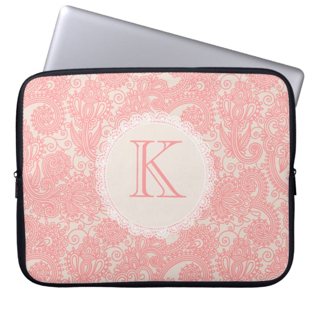 Elegant Monogram Paisley Designer Laptopväska Laptop Fodral (Framsidan)