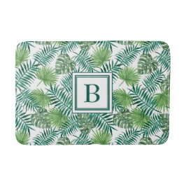 Elegant monogram palmbladsmönster badrumsmatta