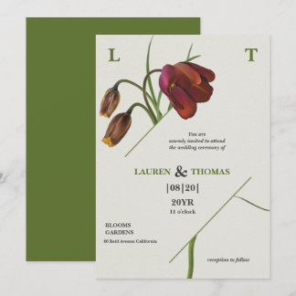 Elegant Monogram Papaya Whip Bloom Tulips Bröllop Inbjudningar