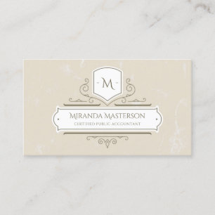 Elegant Monogram Parchment Logotyp Public Accounta Visitkort
