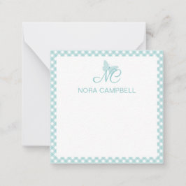 Elegant Monogram Pastel Turcos Personlig Anteckningskort
