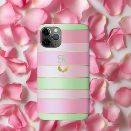 Elegant monogram pastell rosa och grön
