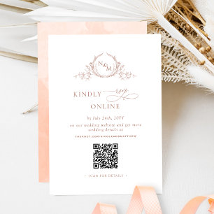 Elegant Monogram Peach OSA Online QR-kod Tilläggskort