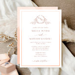Elegant Monogram Peach Watercolor Bröllop Inbjudningar<br><div class="desc">Förtjusar vänner och familj med den här inbjudan från elegant bröllop som visar bra hand plockade leafy botaniskt monogram med brud och brudgumms initialer. Frontinbjudan trimmade med tunna persikor- och korallnyger vattenfärgen ram, medan inbjudan med vacker vattenfärg tvättar i persikor, kräm, dammig orange och korallnyans. Ren och enkel fullt för...</div>