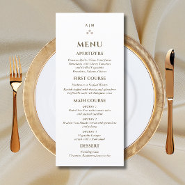 Elegant Monogram Pearl Bröllop Menu Meny