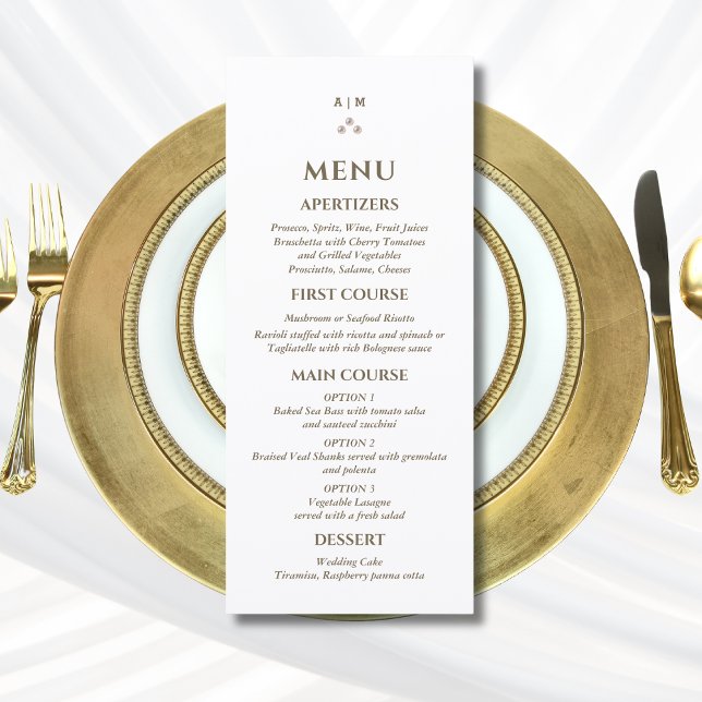 Elegant Monogram Pearl Christian Wedding Menu Meny (Skapare uppladdad)