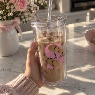 Elegant Monogram Personlig Akryl Tumbler Take Away Mugg