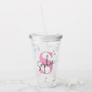 Elegant Monogram Personlig Akryltorktumlare Take Away Mugg